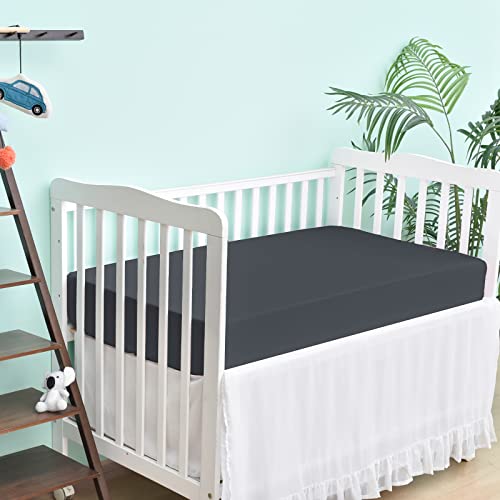 Image of David's Kids 3 Pack Fitted Crib Sheets, Ultra Soft Comfy Breathable Baby Sheets for Boys Girls Neutral, 28x52 Inch Fits Standard Crib Mattress and Toddler Mattresses, White & Light Grey & Black