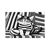 Lot de 6 sets de table résistants à la chaleur, résistants aux taches, lavables, motif chaton, noir et blanc, taille unique