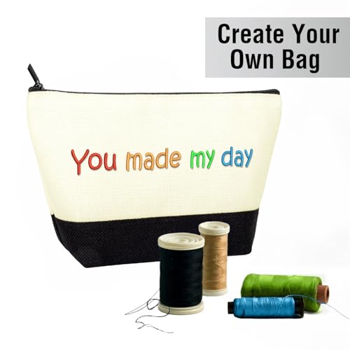 Image of Muka 6 Pack Burlap Makeup Bag, Two Tone Gusseted Cosmetic Case, 9 x 5-1 /2 x 3-1 /2 Inch