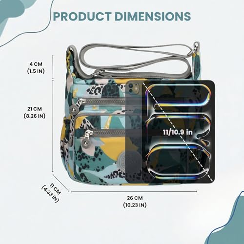Image of TS WITH TECHSUN Women's Crossbody Sling Bag For Everyday Use, Nylon Shoulder Bag with Zipper Pockets, Adjustable Strap, Water Resistant Handbag for Travel, Shopping