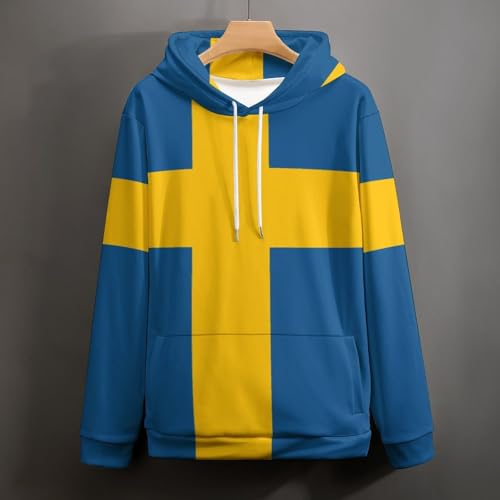 Sweat à capuche unisexe avec imprimé graphique 3D suède drapeau - 3