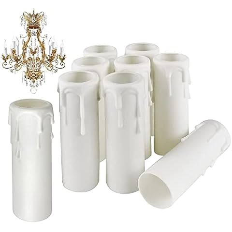 Prmape 20 Pcs White Candle Drip Sleeves Cover