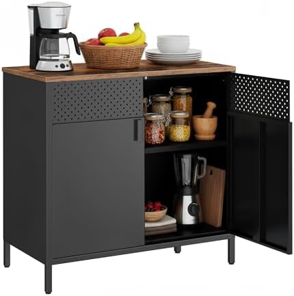 SONGMICS Armario de Almacenamiento, Aparador de Metal, Doble Puer...