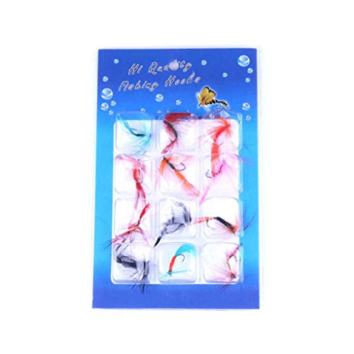 InisIE 12pcs Moscas de Pesca con Mosca Gancho Cebos Señuelos Barb Solo Plomo Cabeza Ganchos Simulación del Anzuelo trastos Accesorios