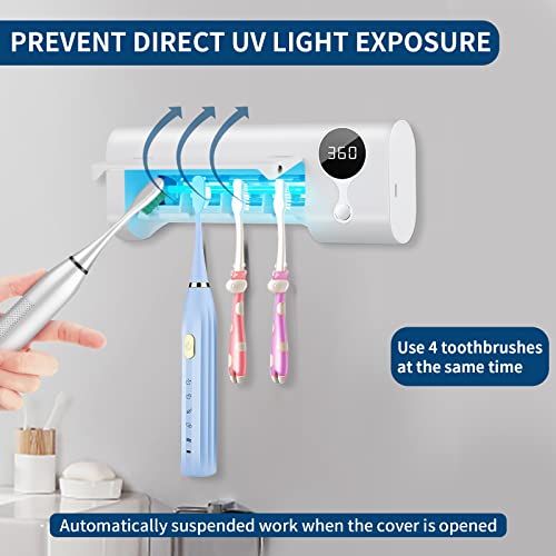 Shukan Toothbrush Sanitizer, Bathroom Toothbrush Holder Wall Mounted With U Vsterilizer Function, 1500Mah Charging, Timing Function, Toothbrush Organizer For Ladies Baby Family（White） #TOP4