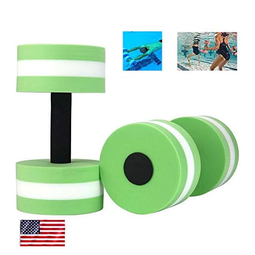 Aquatic Exercise Dumbells, Water Sports EVA-Foam Dumbbells Pool Resistance, Aqua Dumbbell Set, Non-Absorb Water or Chip & Super Fast Dry, Set of 2 for Water Aerobics Weight Loss Training (Green)