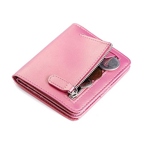 FUNTOR Small Wallets for Women, Ladies Small Compact Bifold Pocket RFID Blocking Genuine Leather Wallet for Women