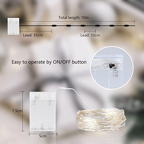 Fairy Lights Battery , aifulo 2 Pack 10m 100 LEDs Fairy Lights Battery Operated, Decorative String Lights for Indoor Garden Wedding Party Tree Home Bedroom Festival Decoration