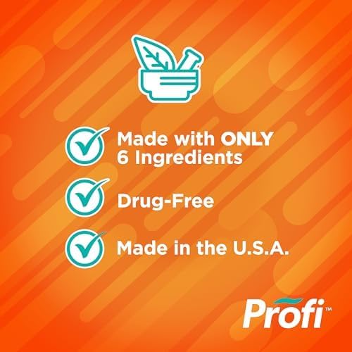 Graphic stating Profi Nasal Spray is made with only 6 ingredients, is drug-free, and made in the U.S.A.
