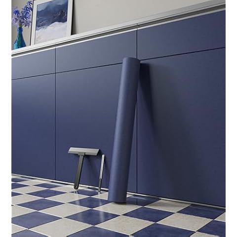 COSNIGHT Blue Peel and Stick Wallpaper, 17.7''x590'' Soild Contact Paper with Tools for Cabinets and Drawers, Self-Adhesive and Removable Wall Paper for Old Furniture and Countertops Cover