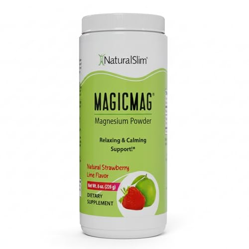 NaturalSlim MagicMag Magnesium Citrate Powder Drink for Relaxation, Stress, Constipation, Better Rest & Digestive Health, Magnesium Supplement for Women and Men, Strawberry & Lime Flavored 8oz