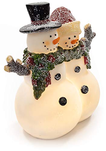 Vp Home Christmas Snowman Decor Christmas Figurines Resin Snowman Lighted Decorations Indoor Glowing Snowman Couple Led Holiday Light Up Snowman Indoor Festive Fiber Optic Decorations #TOP4