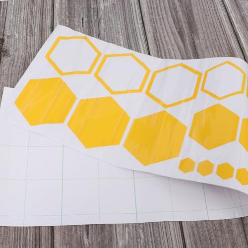 Image of 52 PCS Car Honeycomb Decals Vinyl Hexagonal Graphics Sticker Car Body Side Sticker Car Exterior Decor Accessories Universal for Car,Truck, SUV, RV (Yellow)