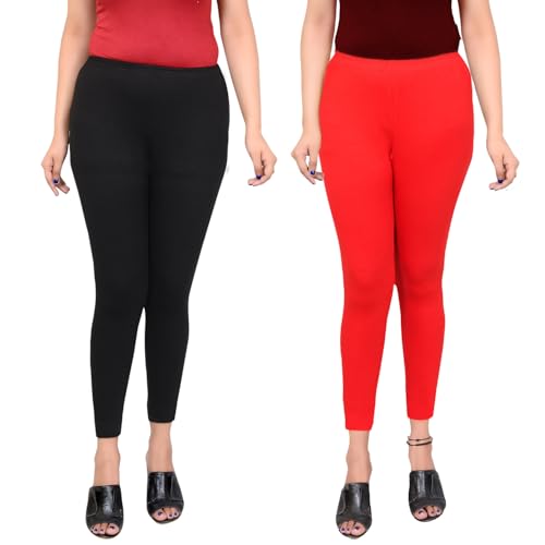 Image of Women Ankle Length Leggings Combo Pack Stretchable Comfortable Slim Fit High Waist Leggings for Women Ankle Length Soft Fabric