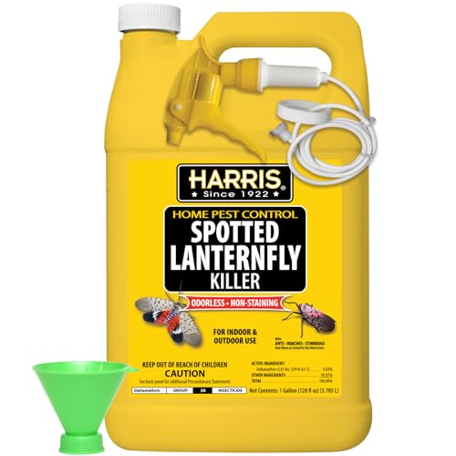 Harris Spotted Lantern Fly Killer Odorless and Non Staining Ready to Use Spray 128oz with Spray Applicator and Refill Funnel