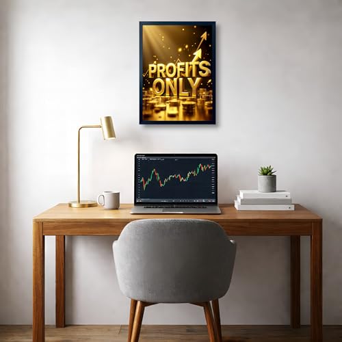 Image of ARTFUL TOY BOX - Profits Only Motivational Quote Photo Frame Wall Art for Office & Home Decor | Success, Growth & Business Mindset Wall Decor | HD Glossy Print | Premium Fiber Black Frame - 12x18 Inch (30x45 cm) (Design 11)