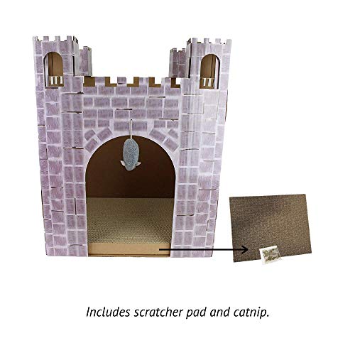 Rascador tipo castillo para gatos con juguete y catnip miniatura 5