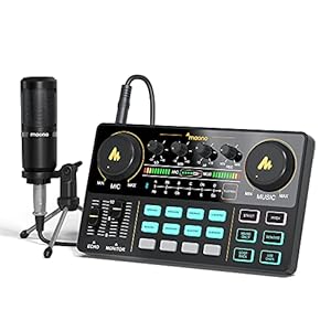 Podcast Equipment Bundle-MAONO MaonoCaster Lite -Audio Interface-All in One-Podcast Production Studio with 3.5mm…