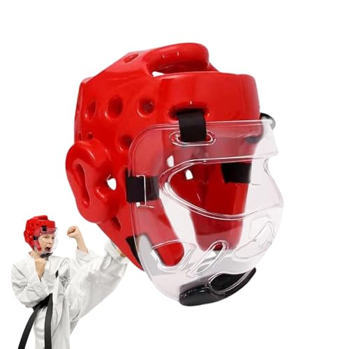 Boxing Headgear, MMA Training Helmet, Sparring Face Protection, Lightweight Foam Padding, Kick Training Equipment, for Muay Thai, Karate, Martial Arts Practice, Red