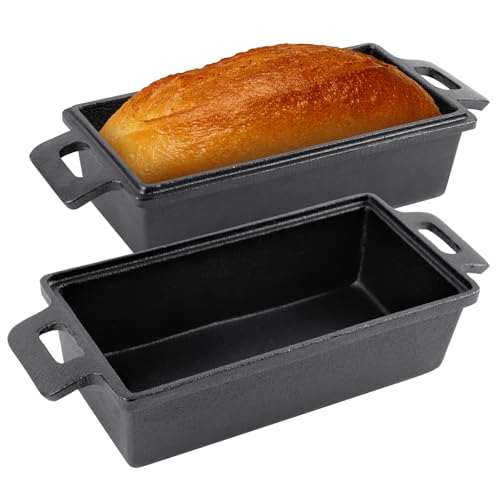 Xnqelerate 2PC Gusseiserne Brotbackform rechteckig mit Deckel 25cm Doppelohr Ideal für Ofen, Herd, Induktion & Grill Europäische Brotbackform für perfektes Backergebnis