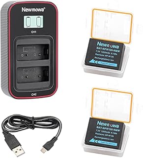Newmowa NP-W126 Replacement Battery (2 pack) and Smart LCD Display Dual USB Charger for Fujifilm NP-W126 NP-W126S and FinePix X100F X-A1 X-A2 X-E1 X-E2 X-M1 X-Pro1 X-Pro2 X-T1 X-T2 X-T10 X-T20 X-T100