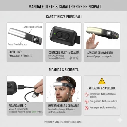 Lampe frontale LED légère et rechargeable de 1200 mAh indispensable pour le jogging de nuit