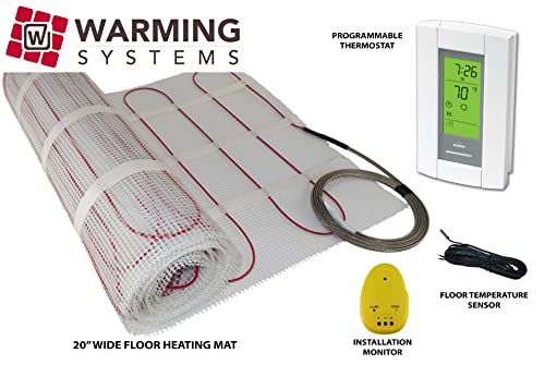 20 Sqft Mat, Electric Radiant Floor Heat Heating System With Aube Digital Floor Sensing Thermostat, Includes Installation Monitor And Floor Temperature Sensor #TOP1