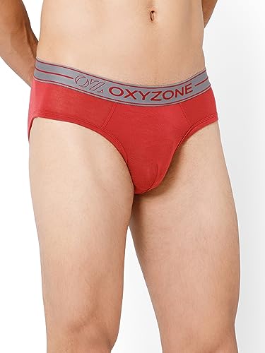 Image of OXYZONE Men's Modal Solid Brief with Sweat-Absorbent & Anti-Odour Fabric, Lightweight, Tag-Free, Breathable Innerwear with Outer Soft Waistband