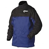 MILLER Electric Combo Weld JKT,Royal/Blk,Ctn/Leather,L