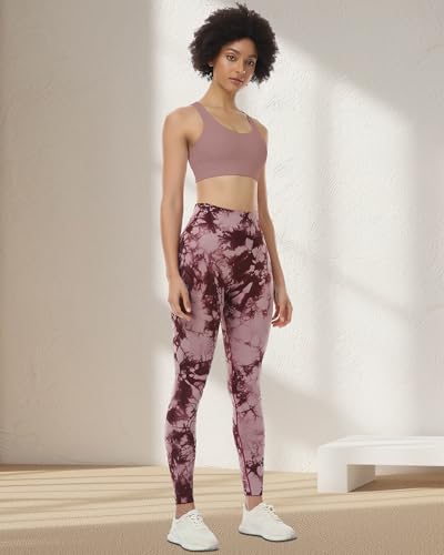 Workout Leggings for Women, Gym Scrunch Butt Butt Lifting Seamless Leggings, Tie Dye Wine, X-Large - Image 3