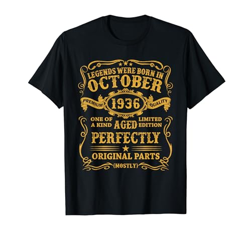 Las Leyendas Nacen Octubre 1936 Regalo 88 Años Hecho En 1936 Camiseta