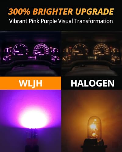 Image of WLJH Pink 194 T10 LED Bulb with Twist-Lock Sockets for Instrument Cluster | 3030 SMD, 200lm, PC194 PC168 PC195, Plug and Play, Glove Box, Courtesy, Map, Dome, Dash Cluster Backlight , 6-Pack