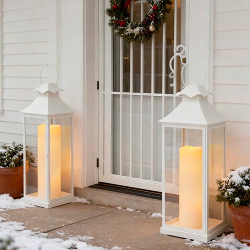 Lumeavetra 4" x 14" Large Waterproof Outdoor Flameless Candles Battery Operated LED Pillar Candles for Indoor Outdoor Lanterns, Off White, Long Lasting, Set of 2 by Lumeavetra - Used condition - Image 6