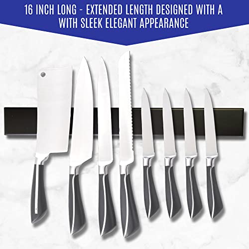 Sumpri Magnetic Knife Holder For Wall (16Inch -Stainless Steel) Magnet Knife Strip -Strong Powerful Knife Rack Storage Display Organizer-Securely Hang Your Knives On A Multipurpose Kitchen Bar (Black) #TOP2