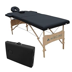 Mobiclinic, klappbare Physiotherapie-Liege, CM-01 Light, Europäische Marke, Massageliege, mit Tragetasche, Kopfstütze, Massage, tragbar, Holz, 186 x 60 cm, Farbe: Schwarz