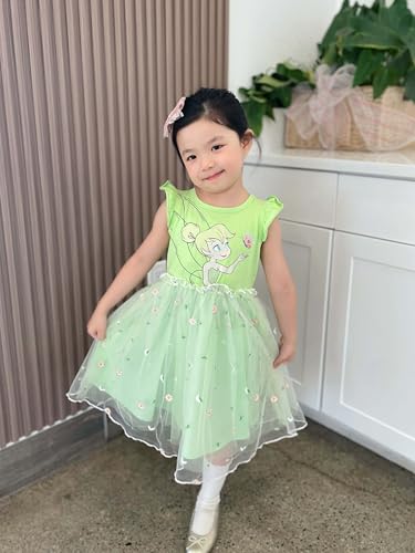 Image of Disney Princess Frozen Elsa Minnie Stitch Toddler Girl Tulle Tutu Dress Ruffle Sleeve Mesh Summer Birthday Party Clothes 2-9Y