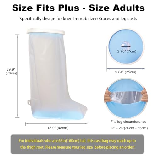 Non-Slip Waterproof Extra Wide Leg Cast Cover for Shower - Protector for Surgery Wounds, Bandage, Large Cast, Knee Immobilizer/Brace, Walking Boots (30 in. Long)