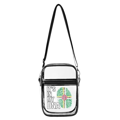 It's In My DNA Dominica Flag Clear Crossbody Bag Stadium Bag Adjustable Side Shoulder Bags Messenger Bag with 2 Compartments