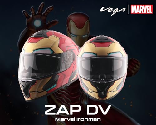 Image of Vega Zap Marvel Iron Man Edition Full Face Helmet - Premium Graphic Finish, Gloss Red Gold - L
