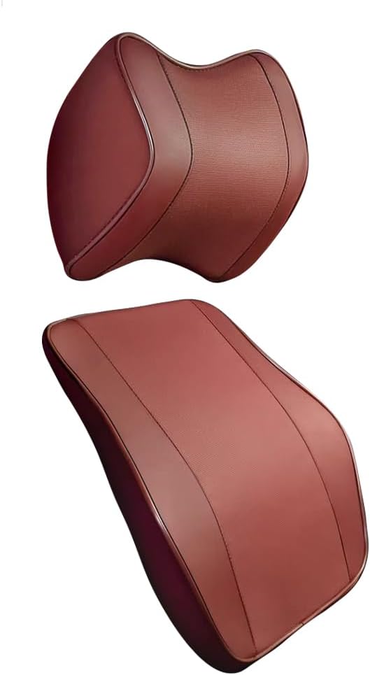 Car Head Support Pillow for Buick ENCORE ENVISION ENCLAVE CASCADA LACROSSE REGAL Leather, Car Lumbar Support Pillow Softness Car Headrest Pillow,3-B Red, Bred