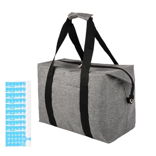 20L Kühltasche Faltbar, Tragbar Picknicktasche Kühltasche, Thermotasche Mit Isolierung, Grau Kühltasche mit 10 Eiswürfel...