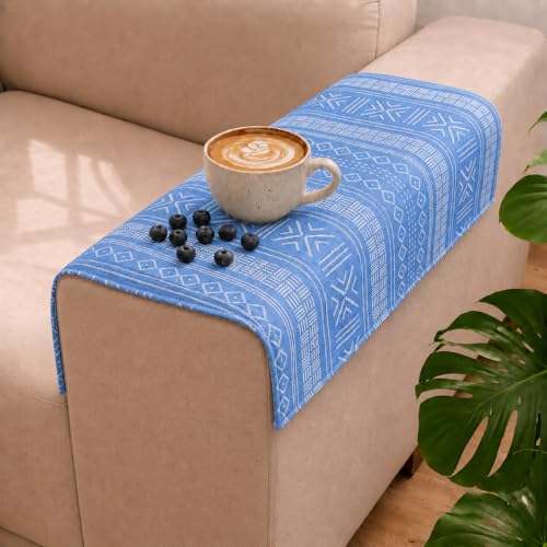 Image of STITCHNEST 'Verdant Bohemian Stories' Sofa Armrest Cover | Elegant Jacquard Fabric, Washable & Durable for Modern Living (18 x 22 Inches)