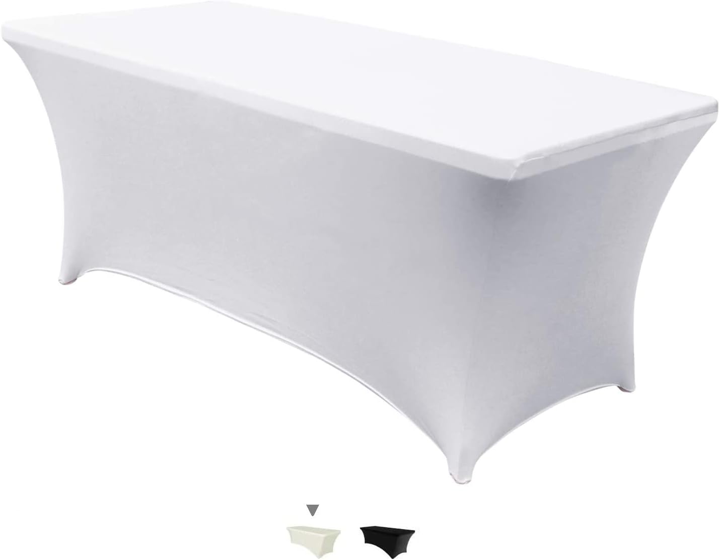 4ft Spandex Tablecloths Home Rectangular Table Fitted Stretch Table Cover Polyester Tablecover Lash Bed Cover Toppers Massage Table Cover Event Party Celebration Birthday (White, 4ft)