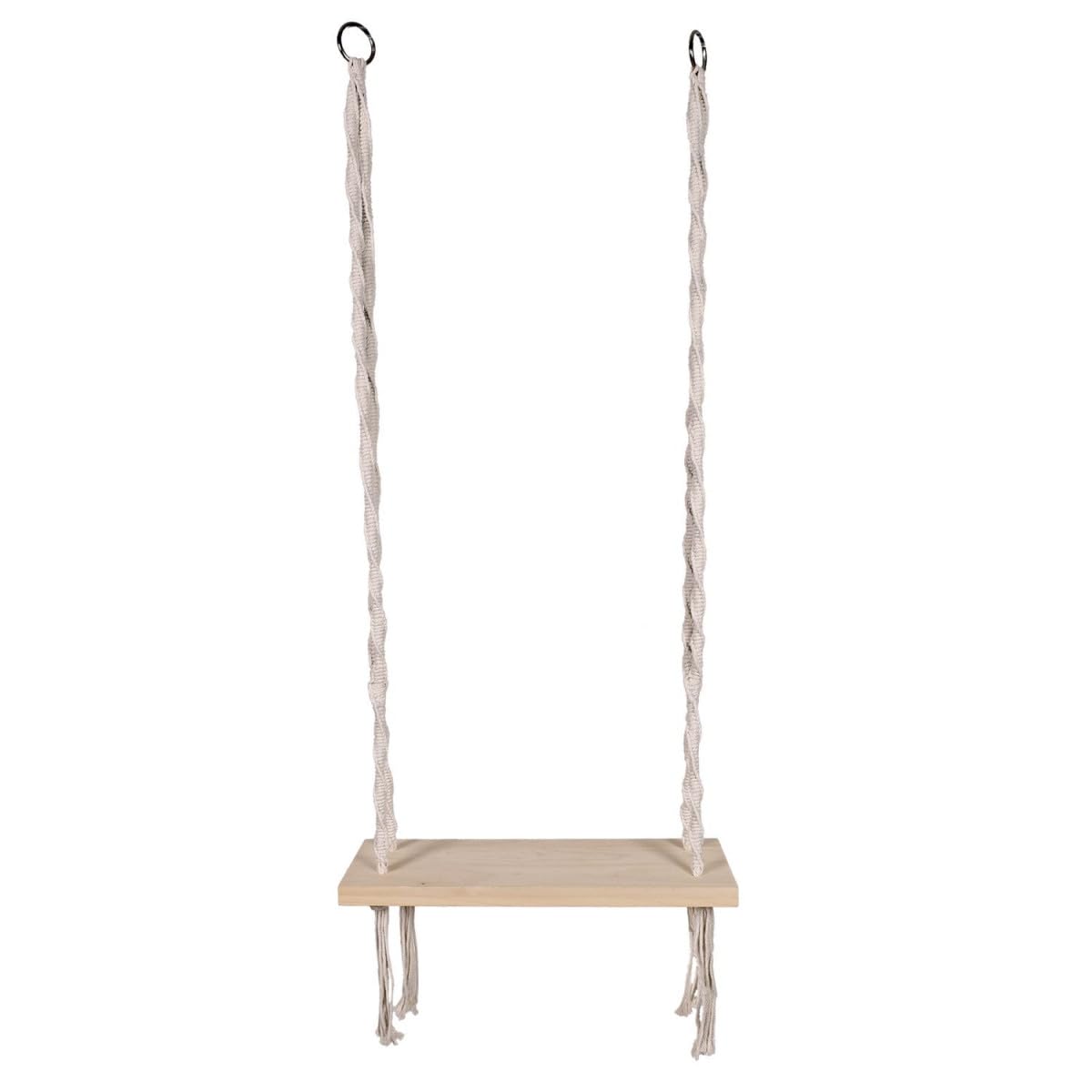 Balançoire en Bois Macramé 150cm Blanc & Naturel