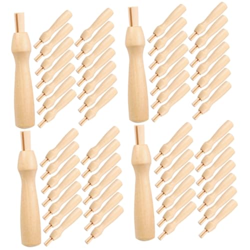 BELLIFFY 4sets Wooden Handles Felting Needles Tool Kit Replacement Handles for Needle Felting Craft 16pcs*4