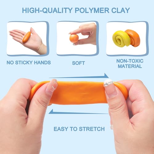 TOSUTO Polymer Clay,60 Farben Kit,Oven Bake Modeling,Creative Polymer Clay Kit mit Sculpting Tools und Schmuck Zubehör,ungiftig, Ideal DIY Geschenke für Erwachsene und Jugendliche