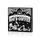 Smile Halloween Wood Box Sign, Skull Faux Books, Boo Coffee Table Decor for Desk Shelf Bar Kitchen 5 x 5 x 0.7Inches