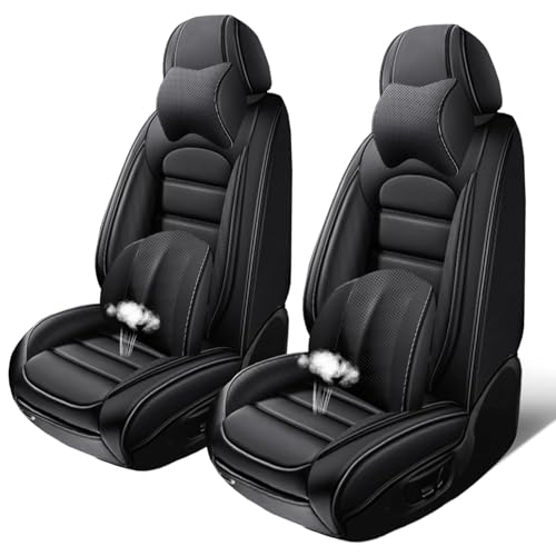 Image of Luxury Seat Covers for Ford Bronco Sport 2021-2024,2PCS Nappa Leather Car Seat Covers,Waterproof Seat Protectors Auto Seat Covers,Breathable Nonslip Interior Cover Seats for Cars(Solid Black)
