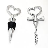 KLOUD City Silver heart-shape wine bottle stopper and corkscrew for weding wedding gift