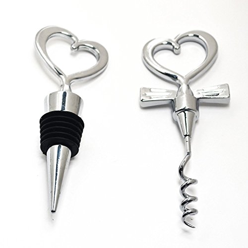 KLOUD City Silver heart-shape wine bottle stopper and corkscrew for weding wedding gift